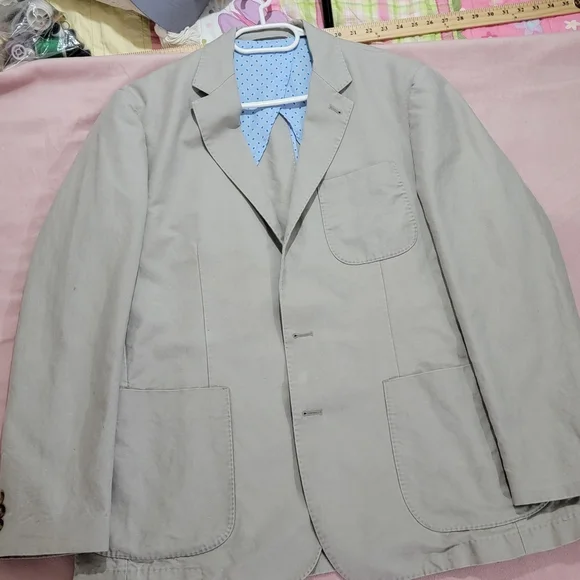 Peter Millar Beige Blazer with Light Blue Lining